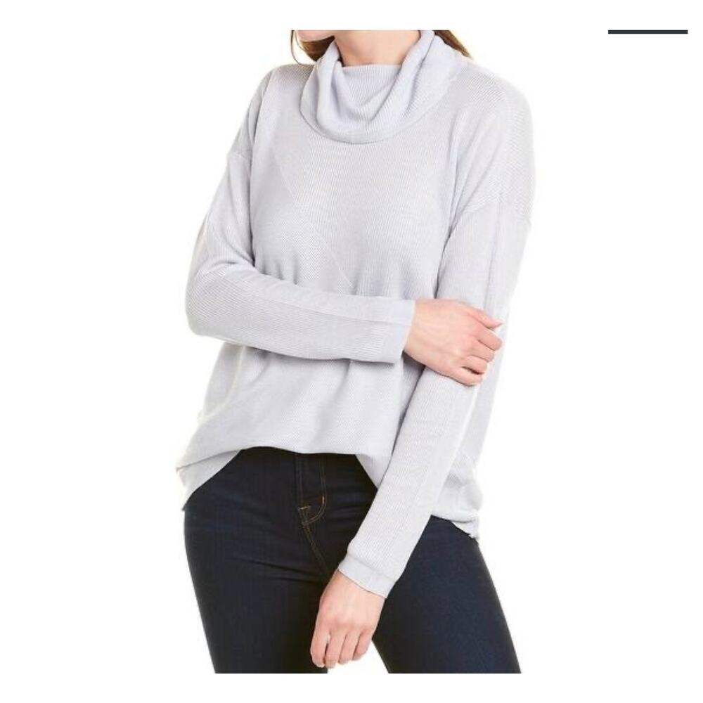 EILEEN FISHER Tencel Lyocell & Silk Cowl Neck Sweater In‎ Rain size xxs NWT $268